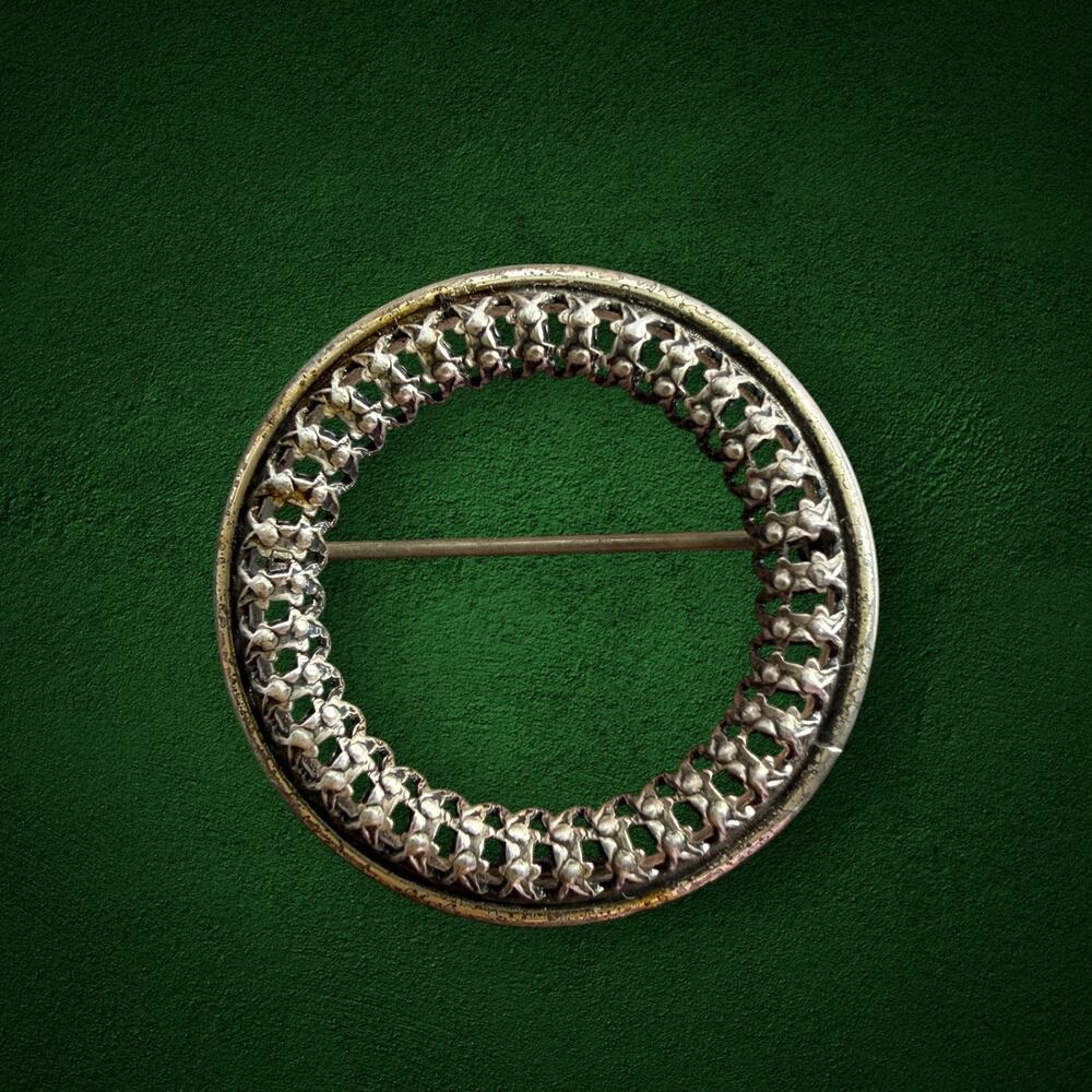 Circle Brooch Geometric Sterling Silver Pin Vintage - Picture 1 of 6